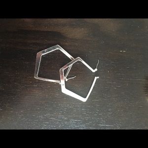 silver Geometric earrings.
